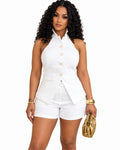 Ensemble Gilet dos nu & Short tailleur