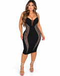 Robe midi Sculptante à voiles strassés