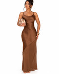 Robe longue Satin & Voile caramel