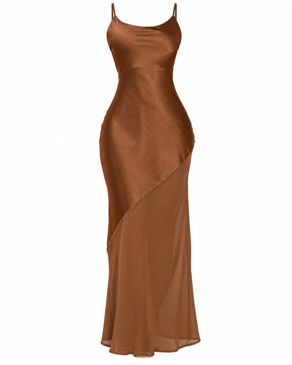 Robe longue Satin & Voile caramel