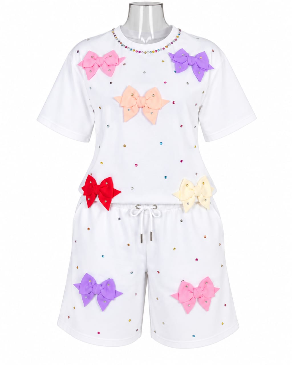 Ensemble T-shirt & Short à nœuds et strass