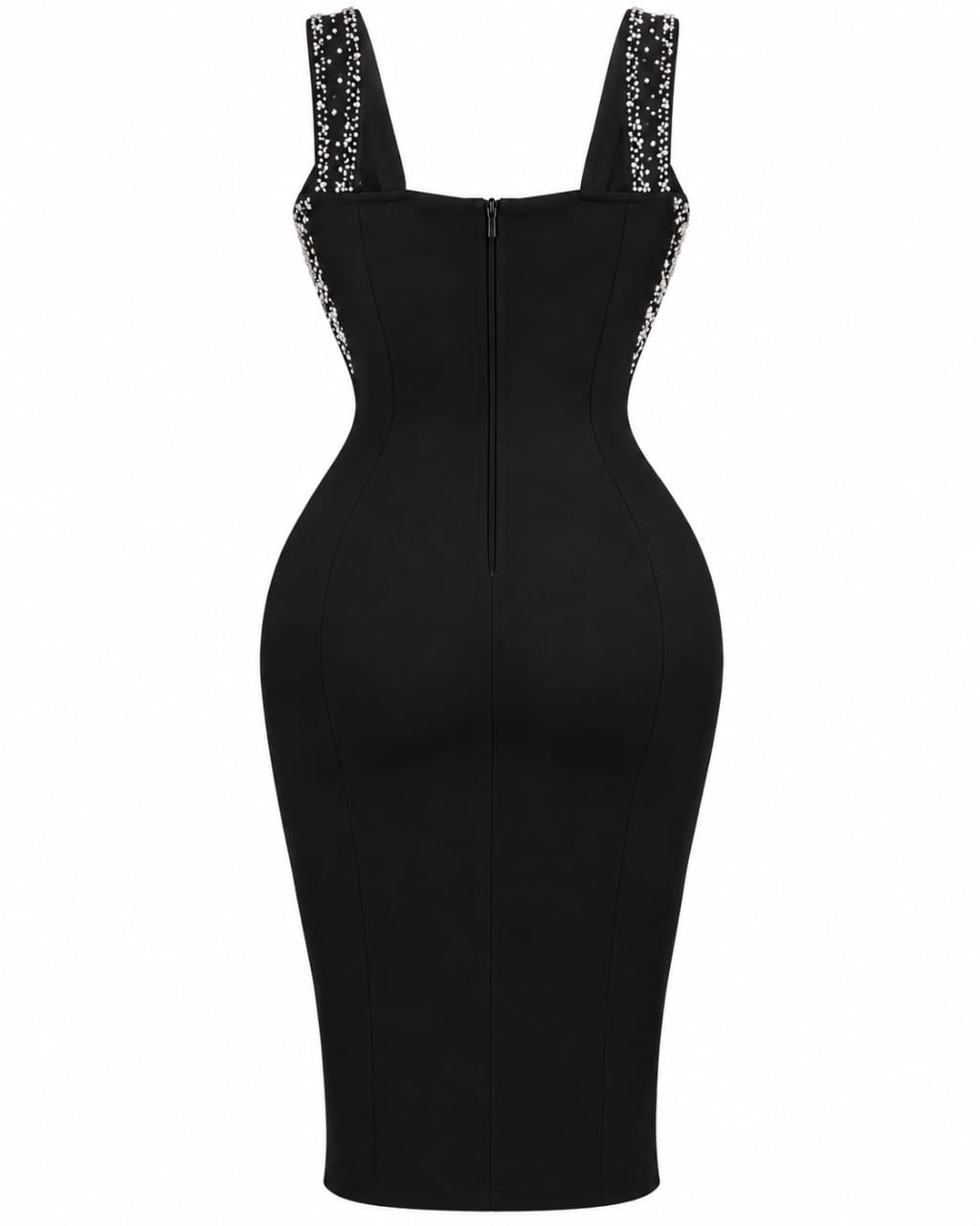 Robe midi Sculptante à voiles strassés