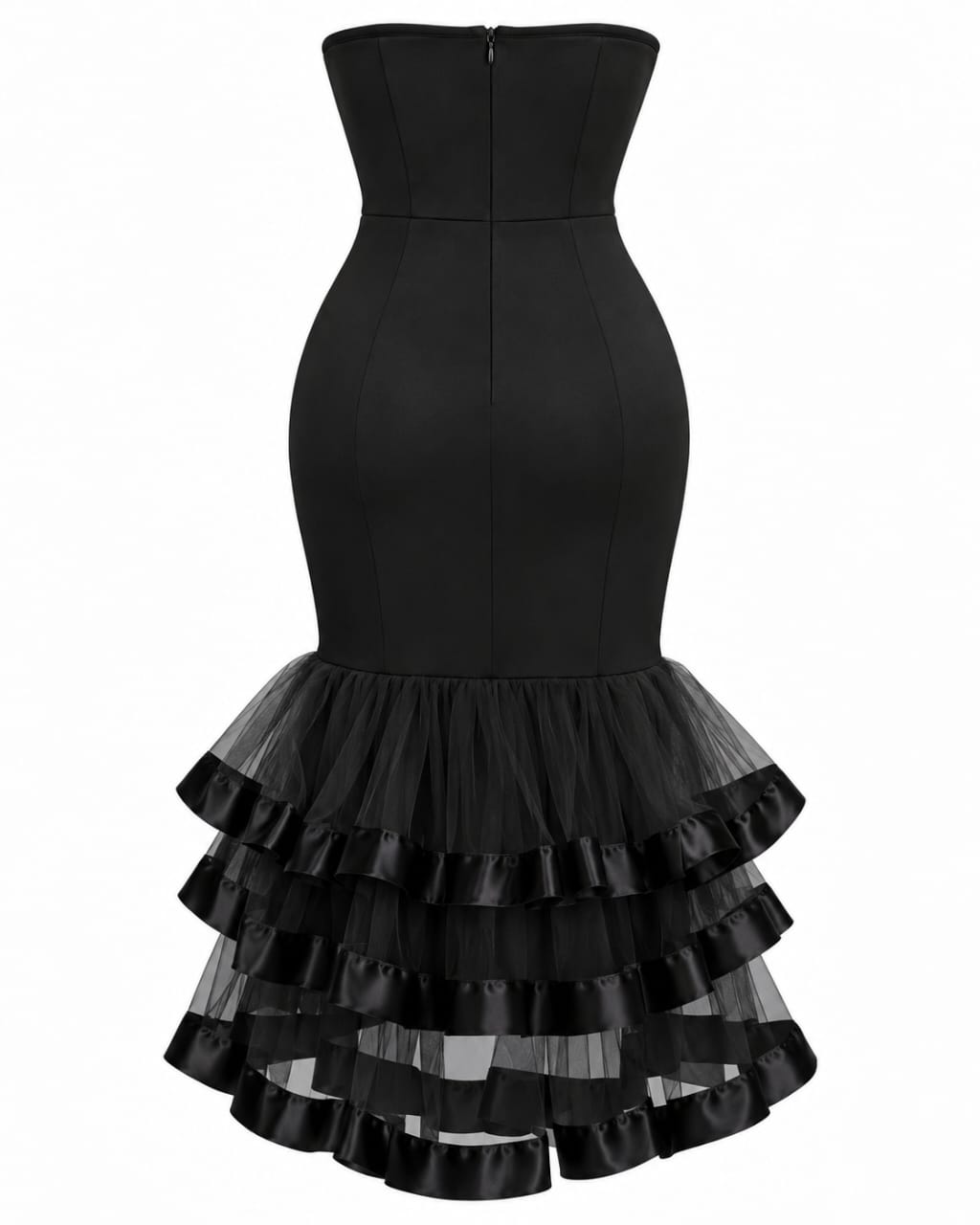 Robe Sirène Noire à volants